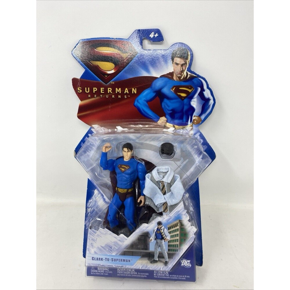 SUPERMAN RETURNS CLARK KENT TO SUPERMAN FIGURE 2006 MATTEL DC